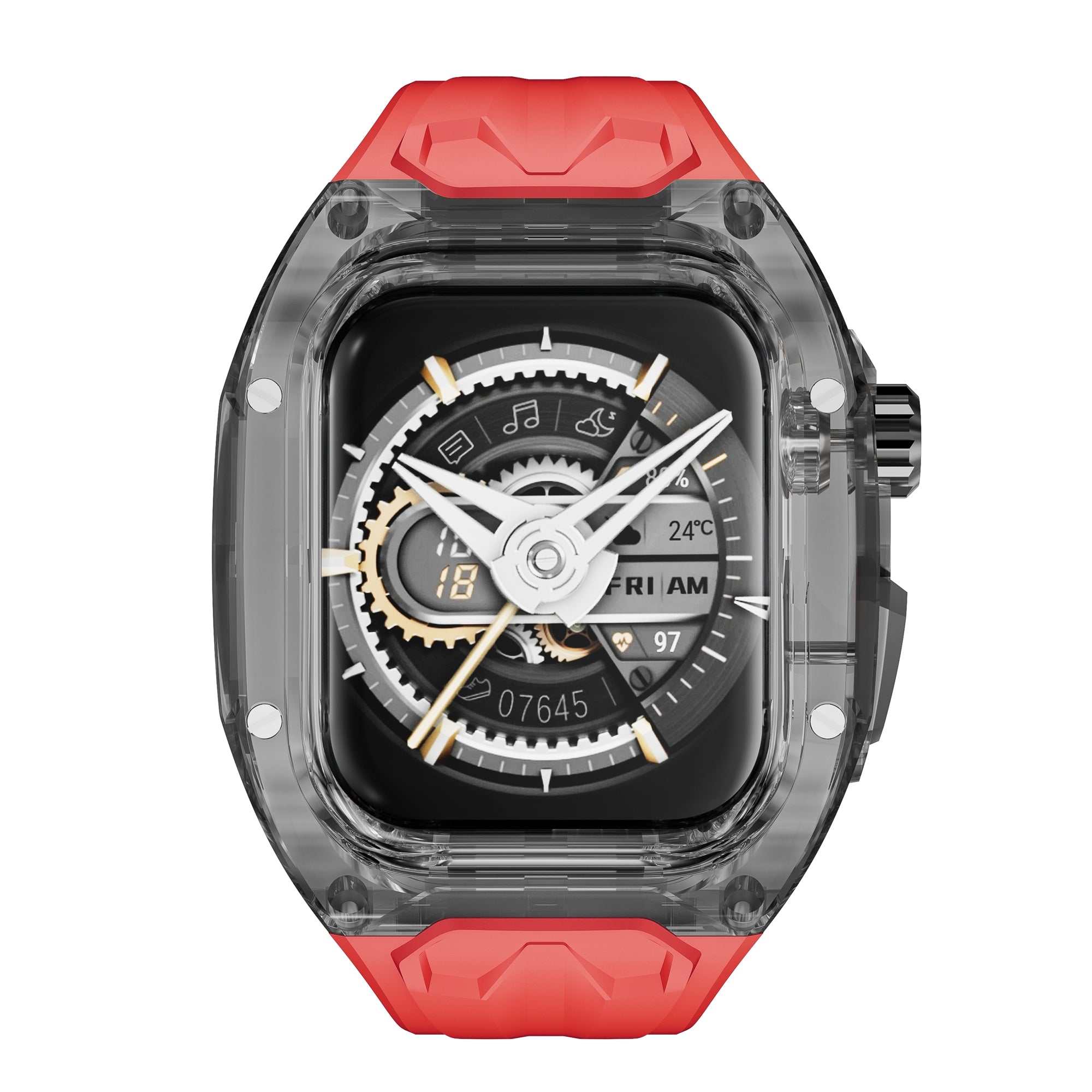 For Apple Watch 9 / 8 / 7 45mm / SE (2023) / SE (2022) / SE / 6 / 5 / 4 44mm TPU Watch Band with PC Case - Red For Apple Watch 9 / 8 / 7 45mm / SE (2023) / SE (2022) / SE / 6 / 5 / 4 44mm TPU Watch Band with PC Case - Red